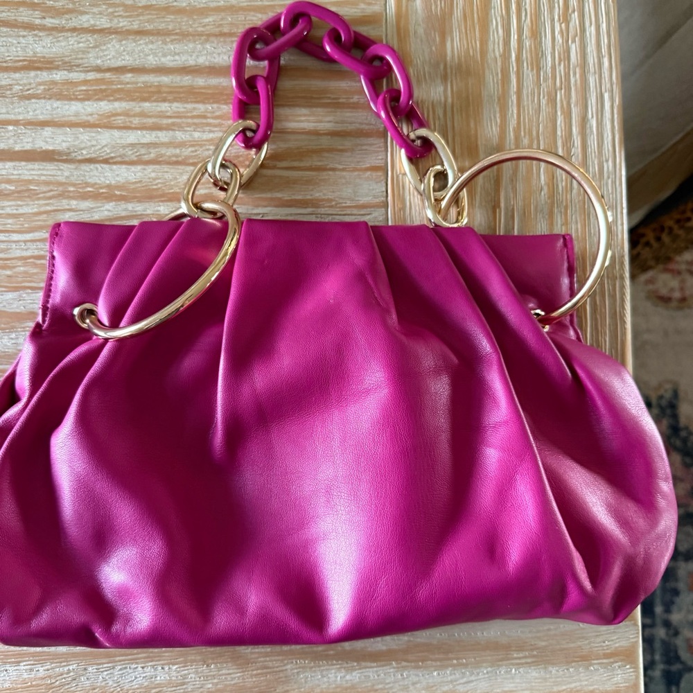 Fuchsia Chain-Handle Women’s Shoulder Bag